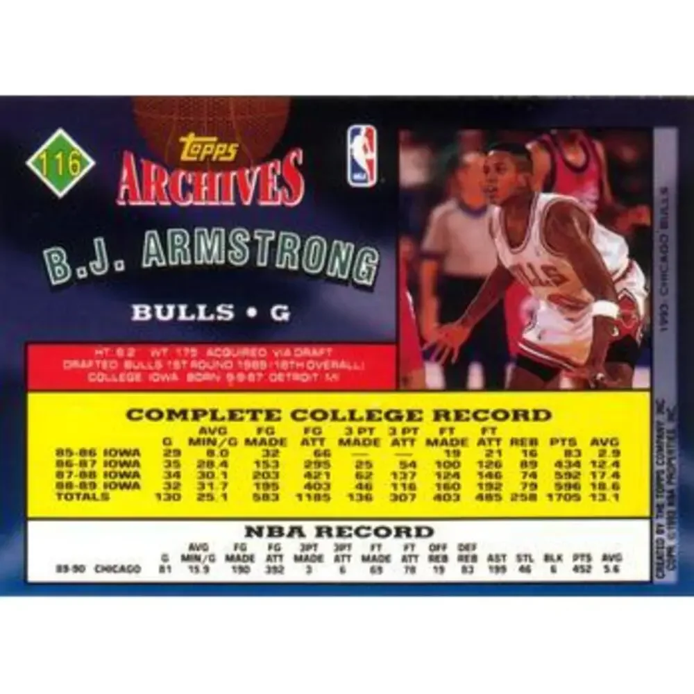 1992-93 Topps Archives B.J. Armstrong #116 Chicago Bulls